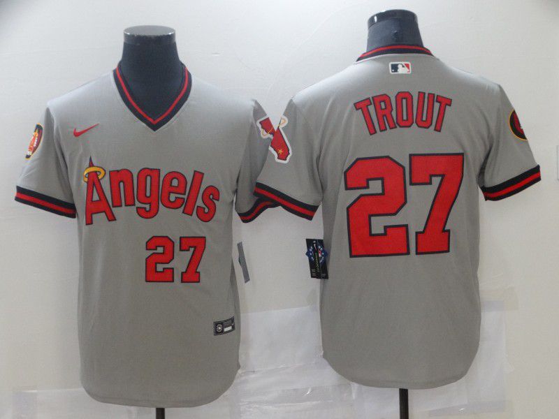 Men Los Angeles Angels #27 Trout Grey Game Nike 2021 MLB Jerseys->los angeles angels->MLB Jersey